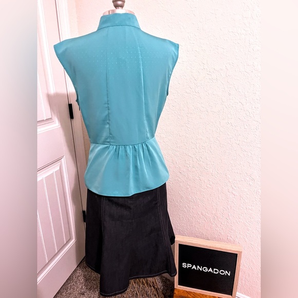 Gianni Binni Sleeveless Ruffled Pleated Business Professional Blouse Size M - Picture 6 of 11